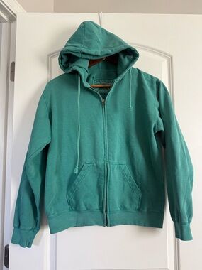 U.S. Vintage Teal Zip-Up Hooded Sweatshirt